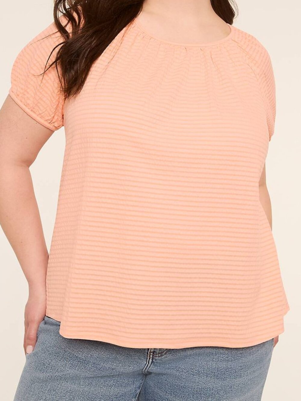 Lane Bryant Crew Neck Puff Sleeve Textured Top NWT SZ 18/20